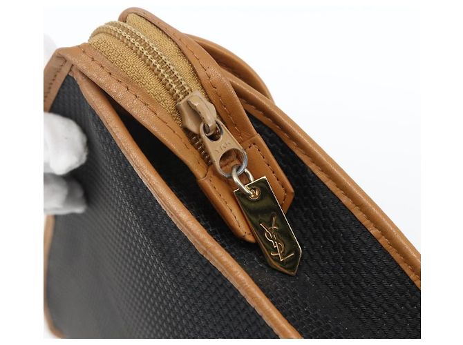 SAINT LAURENT Clutch Bag Leather Black Gold Auth am10700 Golden - view 8
