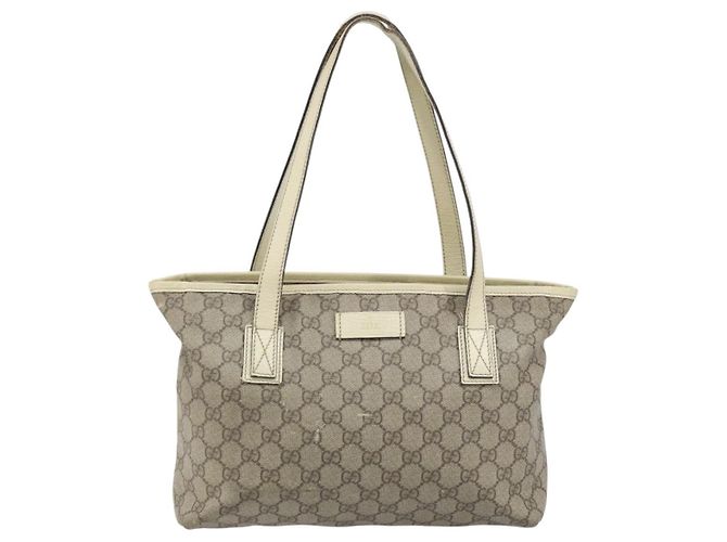 Gucci Borsa Tote GG Supreme in PVC beige argento 181086 Auth bs33438 - vista 13