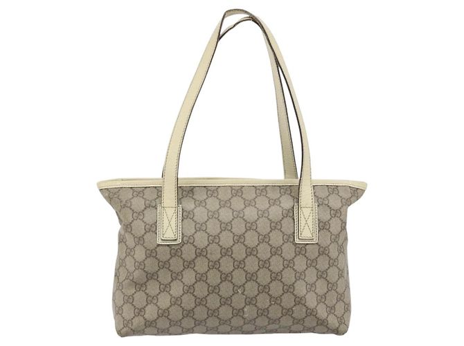 Gucci Borsa Tote GG Supreme in PVC beige argento 181086 Auth bs33438 - vista 2