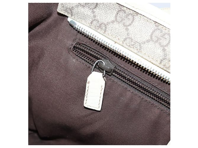 Gucci Borsa Tote GG Supreme in PVC beige argento 181086 Auth bs33438 - vista 21