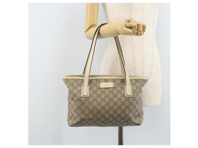 Gucci Borsa Tote GG Supreme in PVC beige argento 181086 Auth bs33438 - vista 23