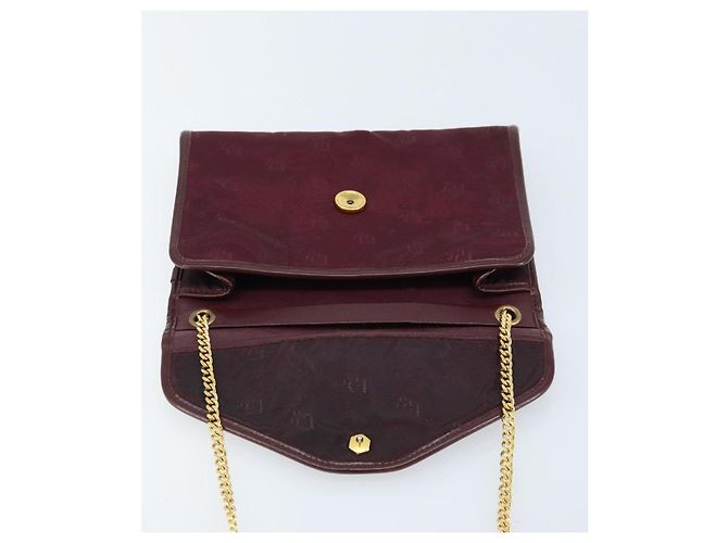 Borsa a Spalla con Catena Christian Dior Nylon Bordeaux Oro Auth ep13566 D'oro Bordò - vista 10