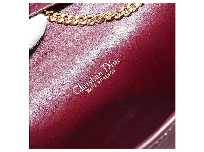 Borsa a Spalla con Catena Christian Dior Nylon Bordeaux Oro Auth ep13566 D'oro Bordò - vista 11