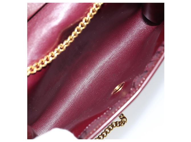 Borsa a Spalla con Catena Christian Dior Nylon Bordeaux Oro Auth ep13566 D'oro Bordò - vista 12