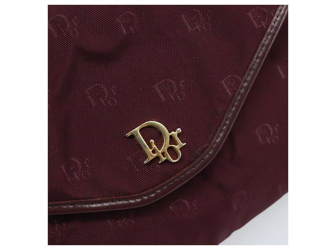 Borsa a Spalla con Catena Christian Dior Nylon Bordeaux Oro Auth ep13566 D'oro Bordò - vista 19