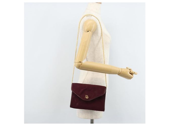 Borsa a Spalla con Catena Christian Dior Nylon Bordeaux Oro Auth ep13566 D'oro Bordò - vista 22