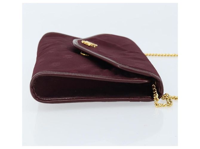 Borsa a Spalla con Catena Christian Dior Nylon Bordeaux Oro Auth ep13566 D'oro Bordò - vista 3