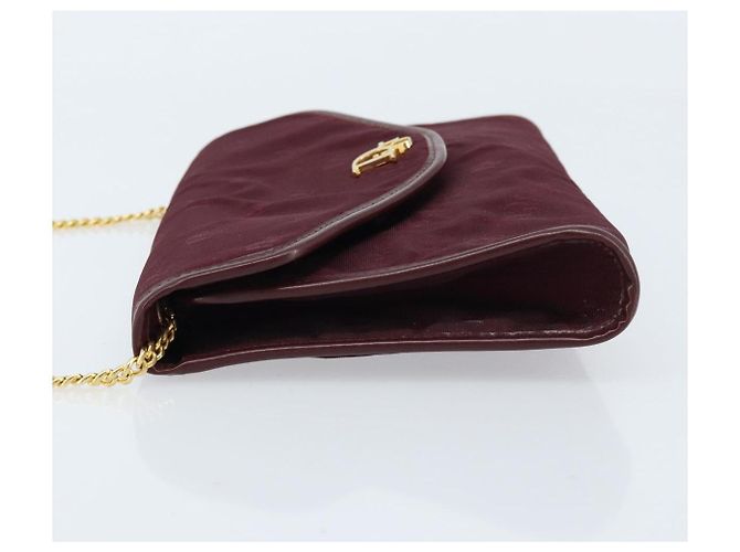 Borsa a Spalla con Catena Christian Dior Nylon Bordeaux Oro Auth ep13566 D'oro Bordò - vista 4
