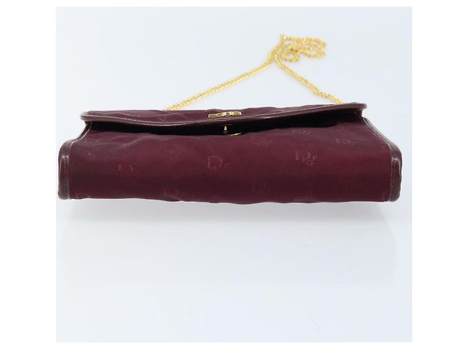 Borsa a Spalla con Catena Christian Dior Nylon Bordeaux Oro Auth ep13566 D'oro Bordò - vista 5