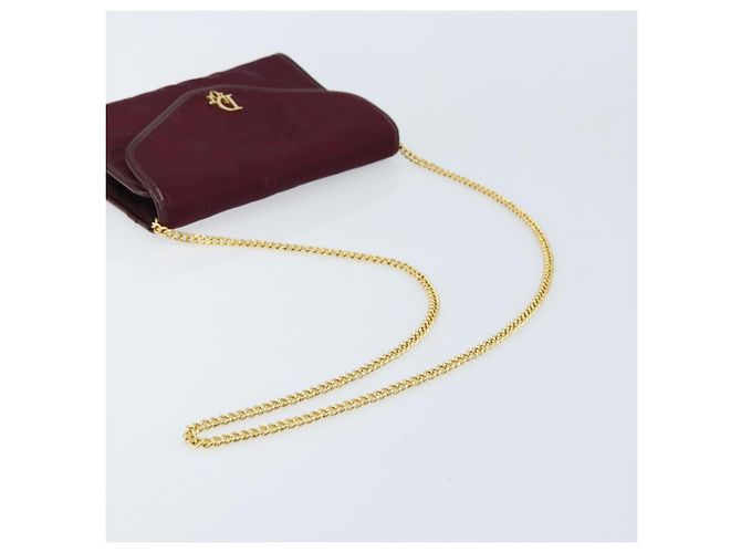 Borsa a Spalla con Catena Christian Dior Nylon Bordeaux Oro Auth ep13566 D'oro Bordò - vista 7