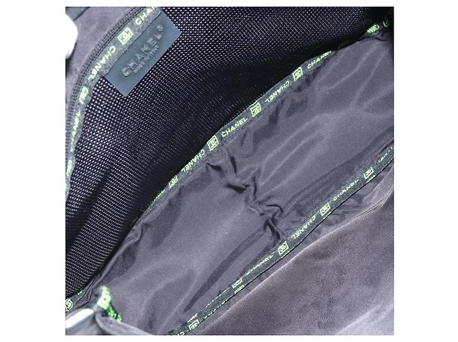 Borsa a spalla CHANEL Sports Line in nylon nero CC Auth BA9965 - vista 10