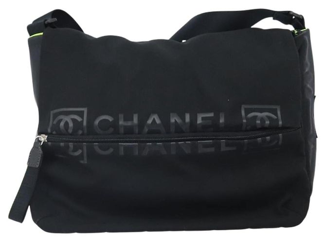 Borsa a spalla CHANEL Sports Line in nylon nero CC Auth BA9965 - vista 13