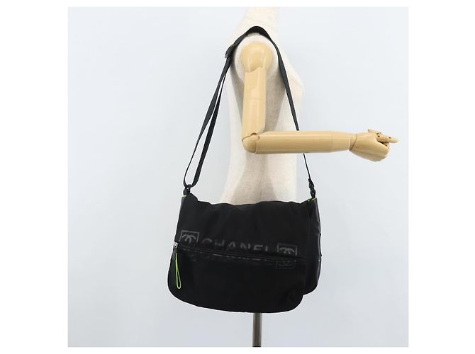 Borsa a spalla CHANEL Sports Line in nylon nero CC Auth BA9965 - vista 26