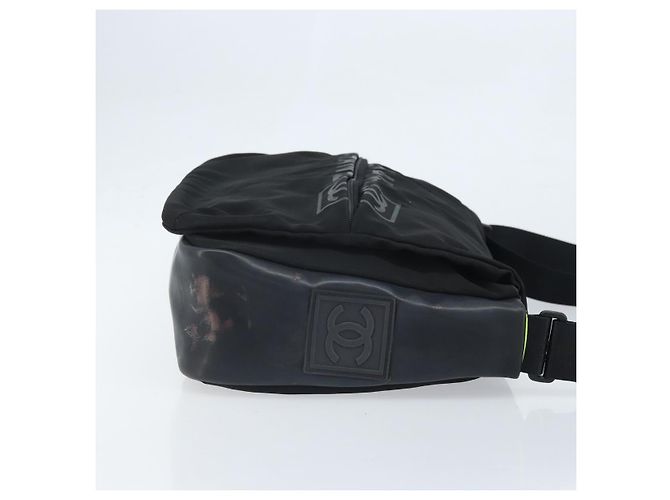 Borsa a spalla CHANEL Sports Line in nylon nero CC Auth BA9965 - vista 3