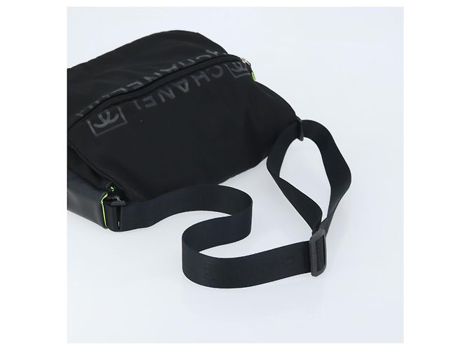 Borsa a spalla CHANEL Sports Line in nylon nero CC Auth BA9965 - vista 7