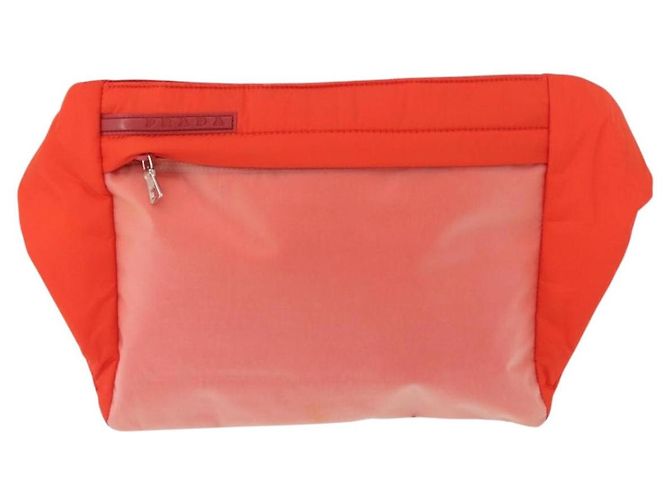 Borsa sportiva Prada in nylon arancione e argento autentica 172265 - vista 13