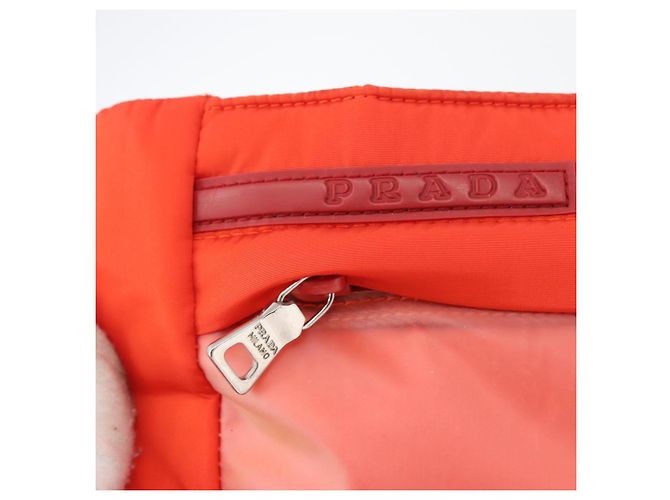 Borsa sportiva Prada in nylon arancione e argento autentica 172265 - vista 17