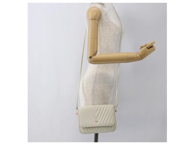 Valentino Borsa a Spalla in Pelle Bianca e Oro Auth 173552 Bianco D'oro - vista 22