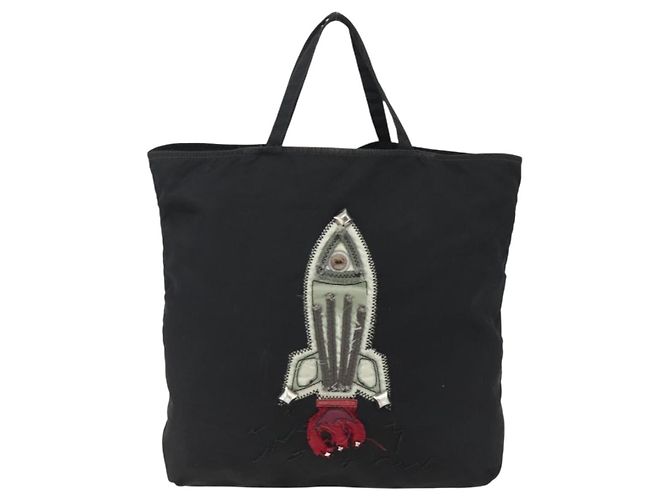 Prada Tote Bag aus schwarzem Nylon mit Silber authentisch 173530 - Ansicht 2
