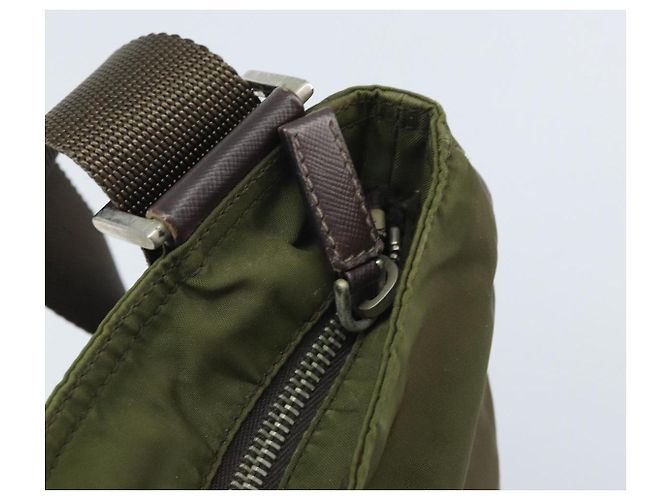 PRADA Schultertasche Nylon Khaki Silber Authentisch 172042 - Ansicht 10