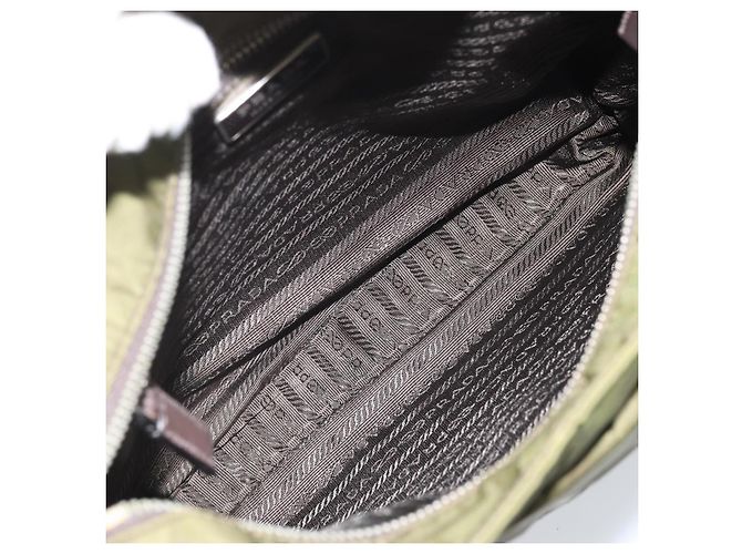 PRADA Schultertasche Nylon Khaki Silber Authentisch 172042 - Ansicht 11