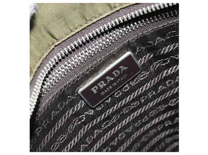 PRADA Schultertasche Nylon Khaki Silber Authentisch 172042 - Ansicht 18