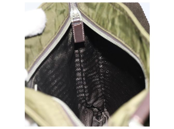 PRADA Schultertasche Nylon Khaki Silber Authentisch 172042 - Ansicht 19