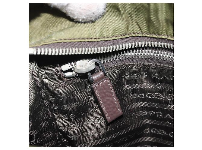 PRADA Schultertasche Nylon Khaki Silber Authentisch 172042 - Ansicht 21