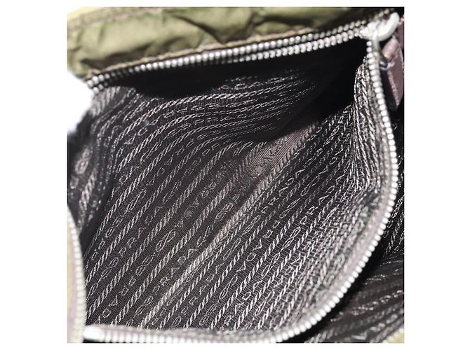 PRADA Schultertasche Nylon Khaki Silber Authentisch 172042 - Ansicht 22