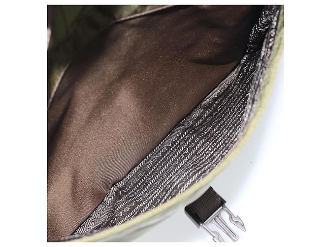 PRADA Schultertasche Nylon Khaki Silber Authentisch 172042 - Ansicht 24