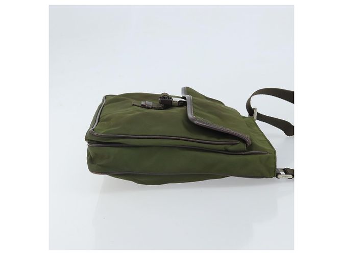PRADA Schultertasche Nylon Khaki Silber Authentisch 172042 - Ansicht 3