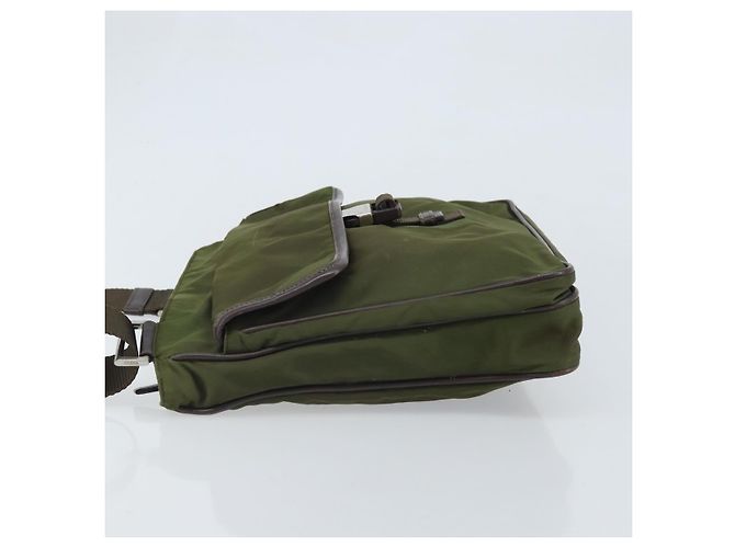 PRADA Schultertasche Nylon Khaki Silber Authentisch 172042 - Ansicht 4