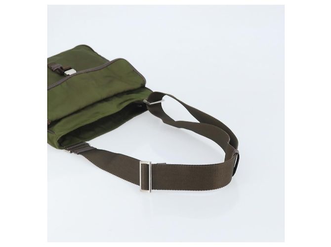 PRADA Schultertasche Nylon Khaki Silber Authentisch 172042 - Ansicht 7