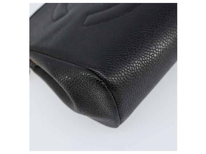 Pochette CHANEL in Pelle Caviar Nera Oro CC Auth bs33477 Nero D'oro - vista 14