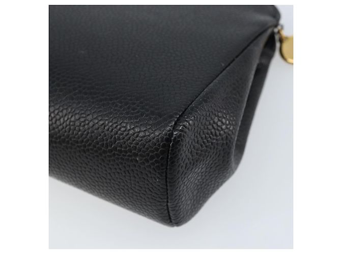 Pochette CHANEL in Pelle Caviar Nera Oro CC Auth bs33477 Nero D'oro - vista 15