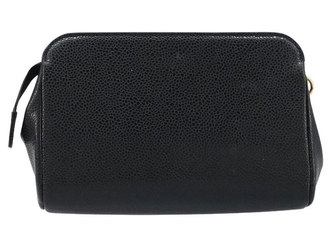 Pochette CHANEL in Pelle Caviar Nera Oro CC Auth bs33477 Nero D'oro - vista 2
