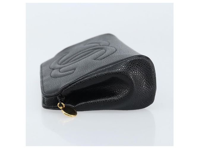 Pochette CHANEL in Pelle Caviar Nera Oro CC Auth bs33477 Nero D'oro - vista 4