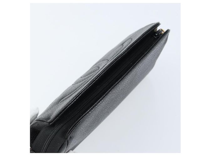 Pochette CHANEL in Pelle Caviar Nera Oro CC Auth bs33477 Nero D'oro - vista 5