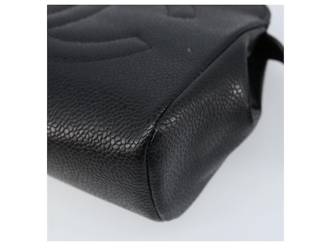 Pochette CHANEL in Pelle Caviar Nera Oro CC Auth bs33477 Nero D'oro - vista 7