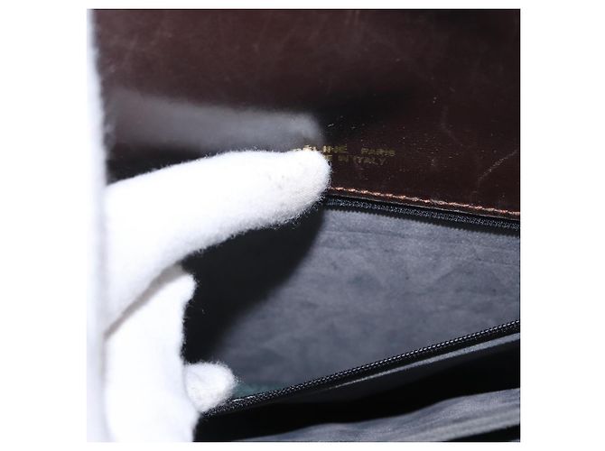 Céline Borsa a Spalla Celine C Sulky in Tela Marrone Oro Auth ep13505 D'oro - vista 11