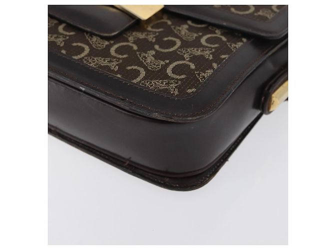 Céline Borsa a Spalla Celine C Sulky in Tela Marrone Oro Auth ep13505 D'oro - vista 15