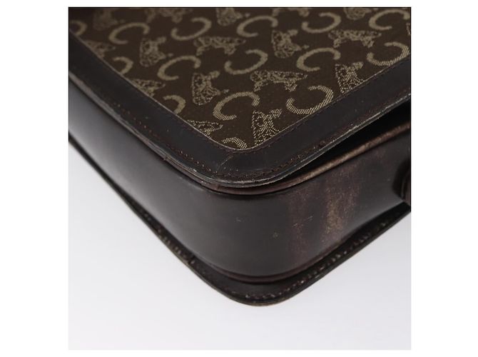 Céline Borsa a Spalla Celine C Sulky in Tela Marrone Oro Auth ep13505 D'oro - vista 17