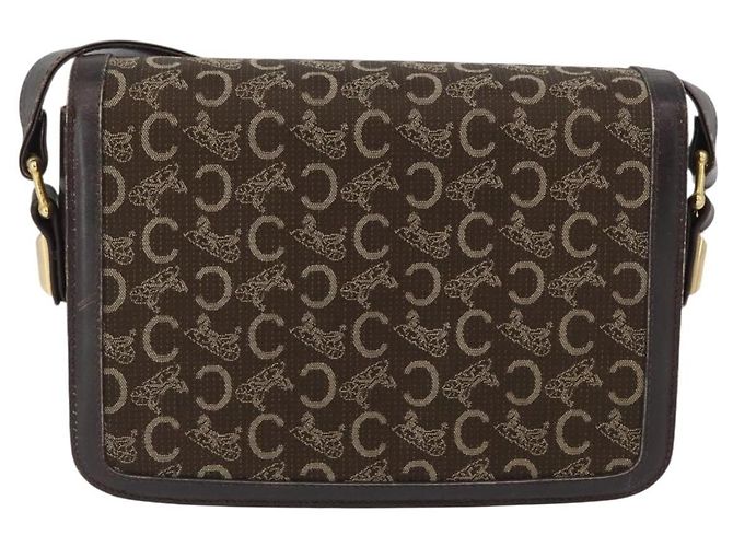 Céline Borsa a Spalla Celine C Sulky in Tela Marrone Oro Auth ep13505 D'oro - vista 2