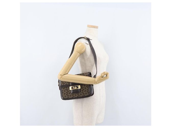 Céline Borsa a Spalla Celine C Sulky in Tela Marrone Oro Auth ep13505 D'oro - vista 25