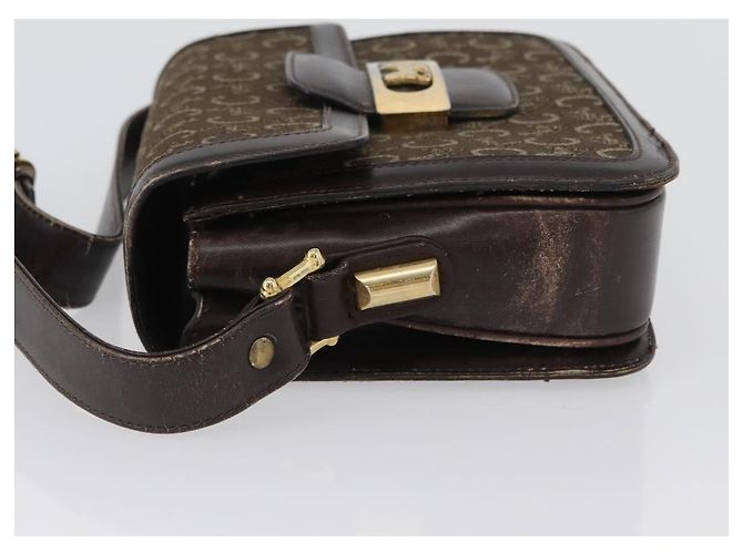 Céline Borsa a Spalla Celine C Sulky in Tela Marrone Oro Auth ep13505 D'oro - vista 4