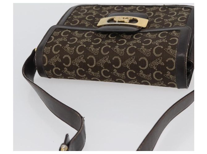 Céline Borsa a Spalla Celine C Sulky in Tela Marrone Oro Auth ep13505 D'oro - vista 6