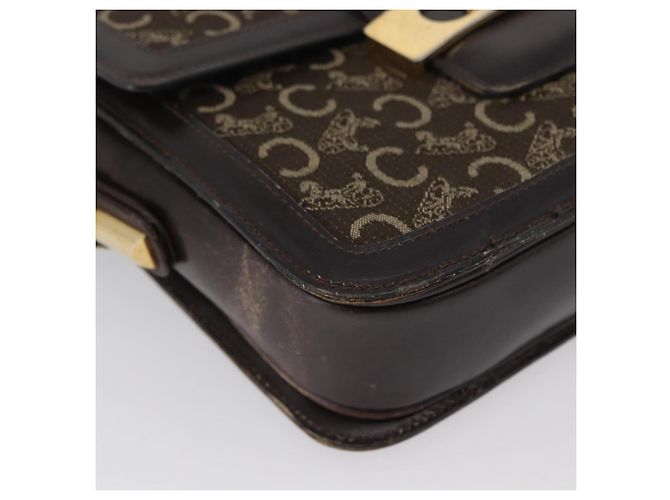 Céline Borsa a Spalla Celine C Sulky in Tela Marrone Oro Auth ep13505 D'oro - vista 8