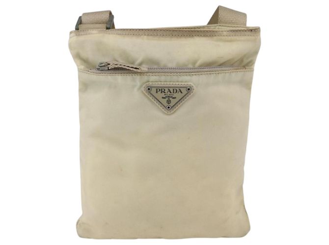 Borsa a Spalla PRADA Nylon Avorio Argento Autentica LNZ256 Crudo - vista 13
