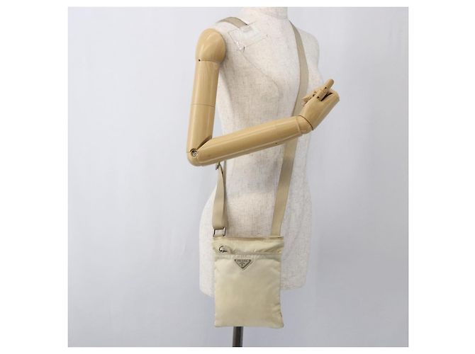 Borsa a Spalla PRADA Nylon Avorio Argento Autentica LNZ256 Crudo - vista 23