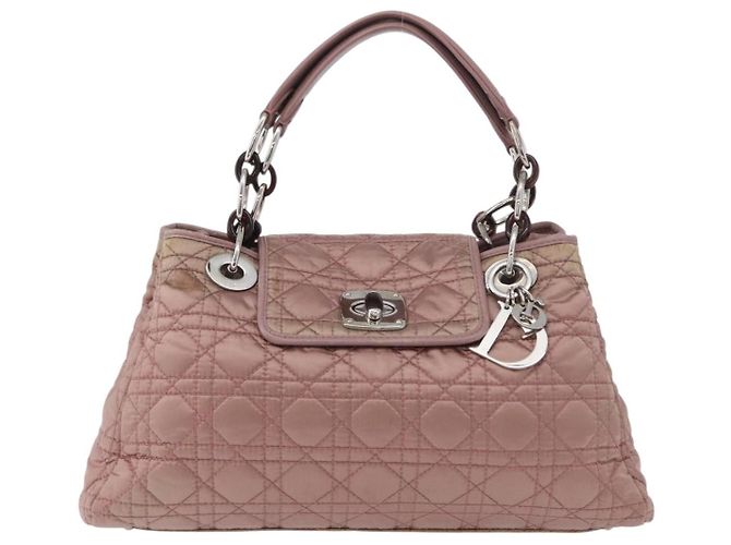 Borsa Canage in nylon rosa argento Christian Dior Auth 170948 - vista 13